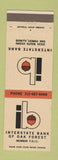 Matchbook Cover - Interstate Bank Oak Forest IL