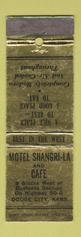 Matchbook Cover - Motel Shangri La Cafe Dodge City KS WEAR