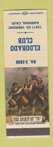 Matchbook Cover - Eldorado Club Gardena CA Spirit of 76 #2
