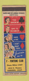Matchbook Cover - Fortune Club cards poker Gardena CA