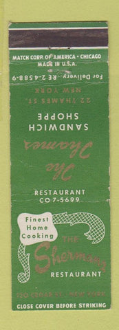 Matchbook Cover - The Shermans Restaurant New York City WEAR
