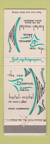 Matchbook Cover - Buena Vista Hotel Motel Biloxi MS