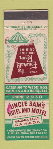 Matchbook Cover - Uncle Sam's Hotel Motel Niagara Falls ON STAINED