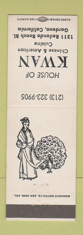 Matchbook Cover - House of Kwan Chinese Restaurant Gardena CA girlie