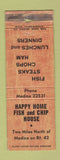 Matchbook Cover - Happy Home Fish and Chip House Medina OH POOR STRIKER