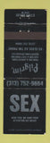 Matchbook Cover - Pilgrim Printing Romeo MI Sex