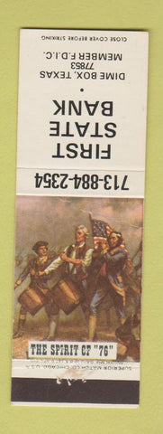 Matchbook Cover - First State Bank Dime Box TX