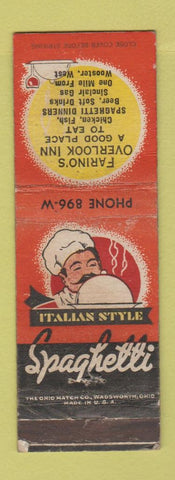 Matchbook Cover - Farino's Overlook Inn Wooster OH WORN Sinclair oil gas