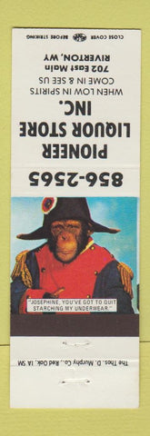 Matchbook Cover - Pioneer Liquor Store Riverton WY Napoleon Monkey