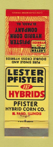 Matchbook Cover - Pfister Hybrid Corn Seed El Paso IL WORN