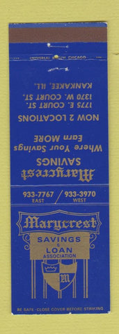 Matchbook Cover - Marycrest Savings and Loan Kankakee IL