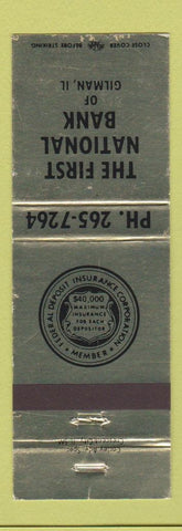 Matchbook Cover - First National Bank Gilman IL