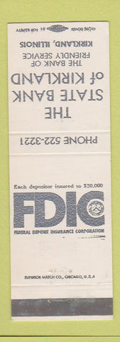 Matchbook Cover - State Bank of Kirkland IL