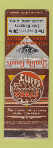 Matchbook Cover - Cliffs Coals Cliffs Iron Cleveland OH POOR STRIKER WORN