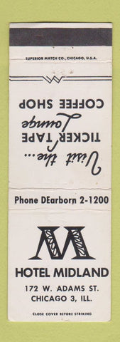 Matchbook Cover - Hotel Midland Chicago IL WORN