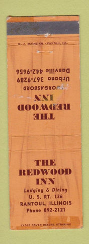 Matchbook Cover - Redwood Inn Rantoul IL WEAR