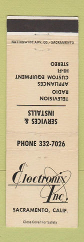 Matchbook Cover - Electronix Radio TV Sacramento CA