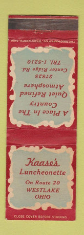 Matchbook Cover - Kaase's Lunch Westlake OH WEAR