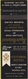 Matchbook Cover - Victoria Hotel Toronto ON