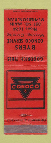 Matchbook Cover - Byers Conoco oil gas McPherson KS Goodrich Tires WEAR