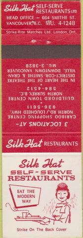 Matchbook Cover - Silk Hat Restaurants North Surrey Vancouver BC girlie