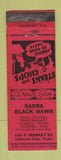 Matchbook Cover - Sabra Black Hawk Johnson City TN WEAR fried chicken