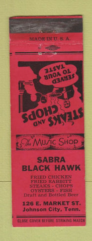 Matchbook Cover - Sabra Black Hawk Johnson City TN WEAR fried chicken