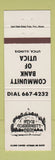 Matchbook Cover - Community Bank Utica IL