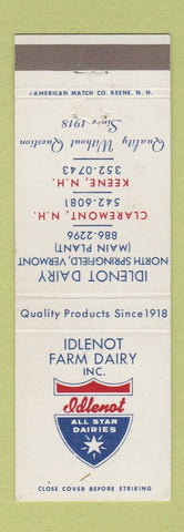 Matchbook Cover - Idlenot Farm Dairy Claremont Keene NH