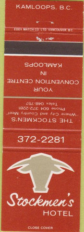Matchbook Cover - Stockmen's Hotel Kamloops BC