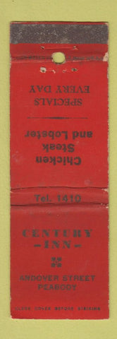 Matchbook Cover - Century Inn Peabody MA WORN low phone #