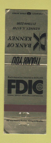 Matchbook Cover - Bank of Kenney IL WEAR