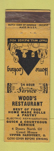 Matchbook Cover - Wood's Restaurant Upper Sandusky OH WEAR
