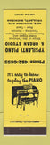 Matchbook Cover - Ypsilanti Piano and Organ Studio MI
