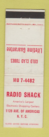 Matchbook Cover - Radio Shack New York City radio tubes WEAR