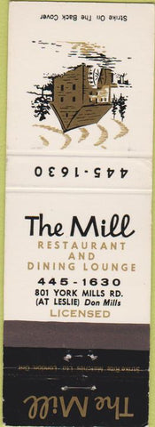 Matchbook Cover - The Mill Restaurant Ontario