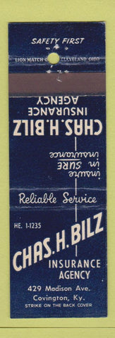 Matchbook Cover - Chas Bilz Insurance Covington KY