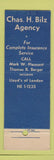 Matchbook Cover - Chas Bilz Insurance Covington KY