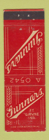 Matchbook Cover - Gunnars Fort Wayne IN WEAR