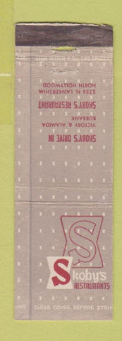 Matchbook Cover - Skoby's Restaurants North Hollywood Burbank CA WORN