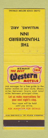 Matchbook Cover - Thunderbird Lodge Williams AZ Best Western