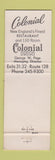 Matchbook Cover - Colonial Statler Hilton Inn Lynnfield MA