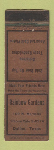 Matchbook Cover - Rainbow Gardens Dallas TX WORN