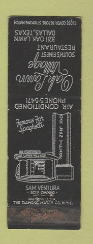 Matchbook Cover - Oak Lawn Village Dallas TX WORN