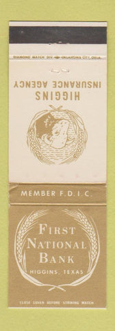 Matchbook Cover - First National Bank Higgins TX