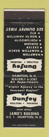 Matchbook Cover - Dunfey Real Estate Insurance Hampton NH
