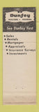Matchbook Cover - Dunfey Real Estate Insurance Hampton NH