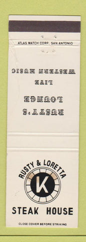 Matchbook Cover - Rusty & Loretta Steak House Schertz Cibolo TX WEAR