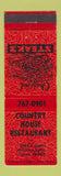 Matchbook Cover - Country House Restaurant Wichita Falls TX