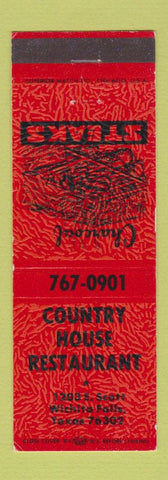 Matchbook Cover - Country House Restaurant Wichita Falls TX